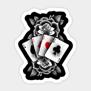 Playing cards and roses Sticker